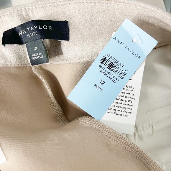 New Ann Taylor 12P Pink Faux Suede Side Zip Straight Leg Pant Trousers Empire - Picture 8 of 12